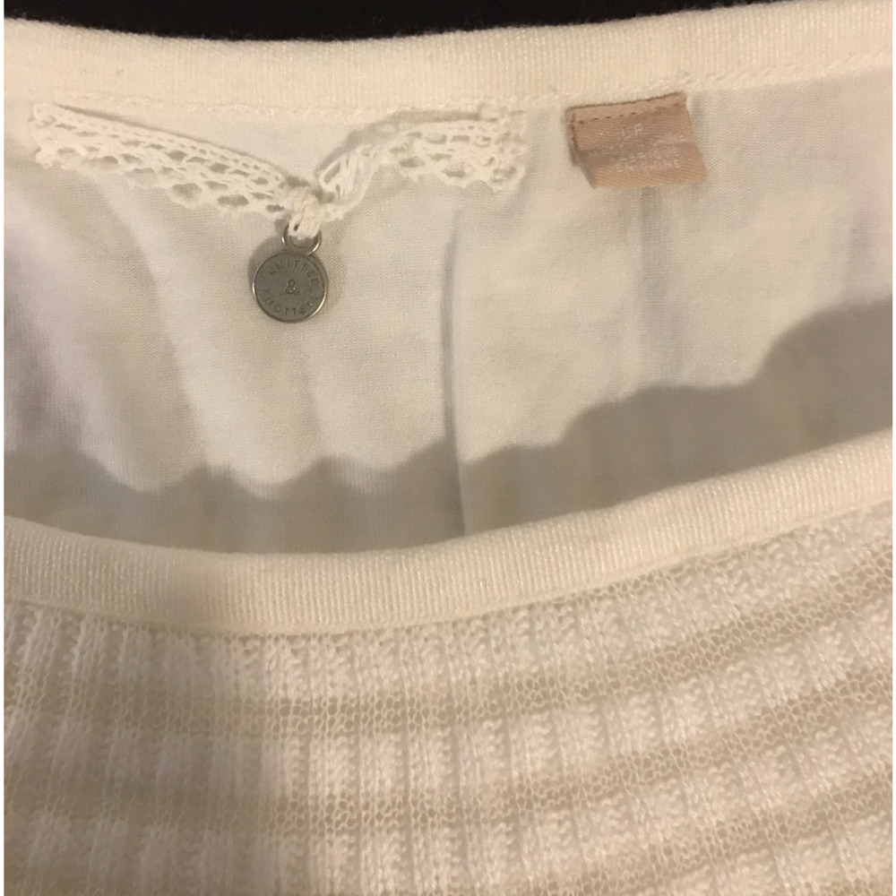 Anthropologie Knitted & Knotted Miah Poncho LP Ivory Pointelle Knit - Picture 8 of 12